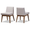 Baxton Studio Nexus Mid-Century Modern Walnut Wood Finishing Greyish Beige Fabric Dining Side Chair